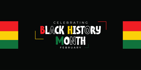 Black history month tricolor flag and black abstract background social media banner design Vector - obrazy, fototapety, plakaty