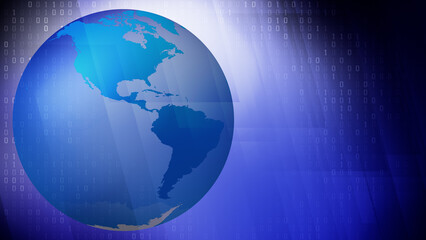 Cyber attack on global communication and digital world threat of cyber crime, computer virus, and cyber espionage in binary globe rectangles of digital technology