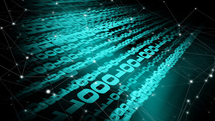 Artificial intelligence and binary lines exploring abstract world of connected lines in binary code and power of ai in data analysis and cyber security