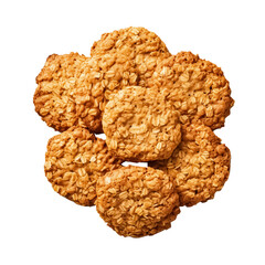 A photo of Anzac Biscuits on colorful plate A type of oat biscuit