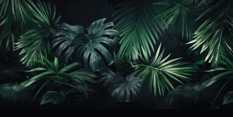 Wallpaper of tropical green leaves. Jungle background.