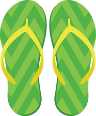 Colored Flip-Flops Illustration. Patterned Slippers or Footwear Flat Color.
