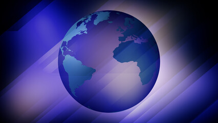 Digital world globe blue rectangles news background, global network, global communication technology news world