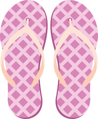 Colored Flip-Flops Illustration. Patterned Slippers or Footwear Flat Color.