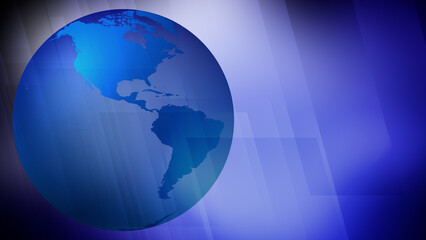 World news background blue rectangles in globe shape depict global communication and technology news in digital media network