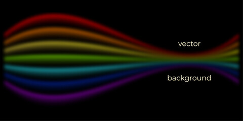 Black with bright rainbow lines background for posters, stories, product advertisements, booklets, flyers