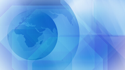 Digital world octagonal shapes in globe composition for technology news and global communication in modern business and science news network