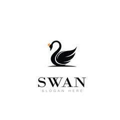 swan animal logo beauty fashion vector