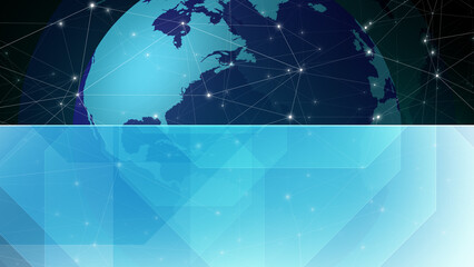 Globe layout with news background and copy space for presentation backdrop, futuristic template, and innovative composition for headline news and broadcast graphics