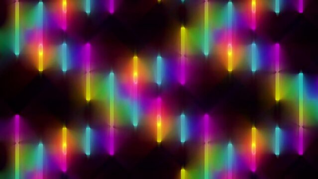 Colorful neon light beams abstract background VJ loop. Party, nightclub, dance visuals.