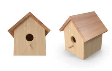 wooden bird house on transparent background