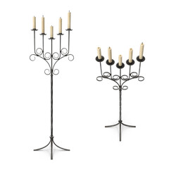 candlestick with candles on transparent background