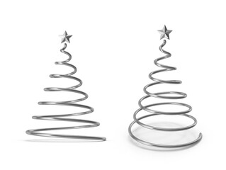silver christmas tree on transparent background