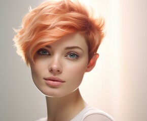 A beautiful young woman with an orange hair. Generative AI.