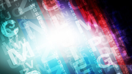 Creative communication letters rectangles and white typographic design of random letters and characters, creating chaotic and unpredictable abstract background for modern art and digital wallpaper