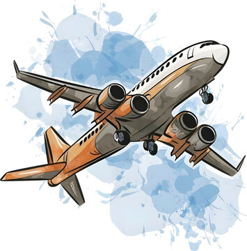 painting of plane on transparent background