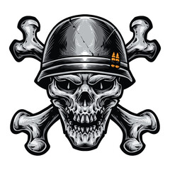 skull wearing soldier helmet vector