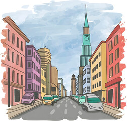 Naklejka premium painting of street on transparent background