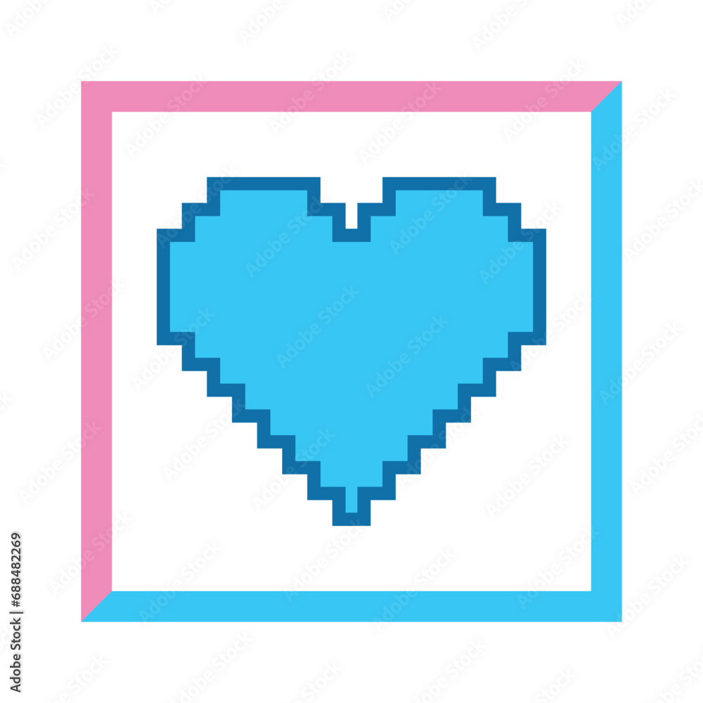 Poster pixel heart on a keyboard button in y2k style. vector illustration