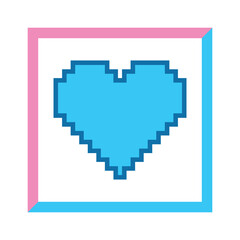 Pixel heart on a keyboard button in y2k style. Vector illustration