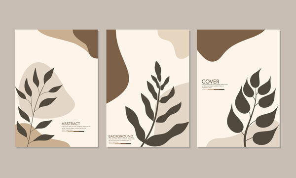Botanical cover background vector set. for poster, brochure, book cover, flyer, catalog, notebook, vertical background.