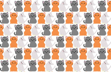 3 Cute cat Seamless Pattern