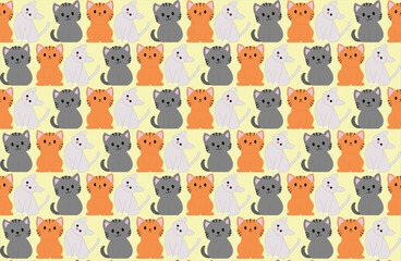 Obraz premium 3 Cute cat Seamless Pattern