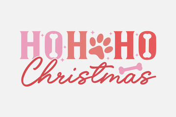 Ho ho ho Christmas Funny Dog Saying Design  - obrazy, fototapety, plakaty