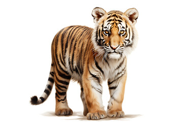 Obraz premium Tiger, isolated on white background. Tiger is staring at prey.