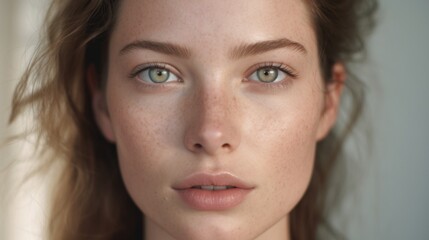 Fototapeta premium A gaze filled with confidence and beauty in a European woman's portrait.