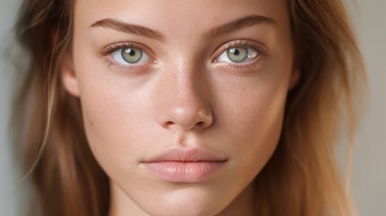 Obraz premium A gaze filled with confidence and beauty in a European woman's portrait.