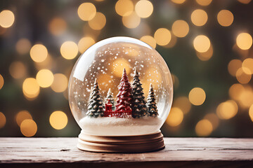 Fototapeta na wymiar Snow Globe House of Merry Christmas. Sharp light and shadow style. Collect details meticulously