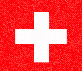 Obraz premium Swiss flag with computer source code in the background. Illustration made December 4th, 2023, Zurich, Switzerland. Illustration made December 5th, 2023, Zurich, Switzerland.