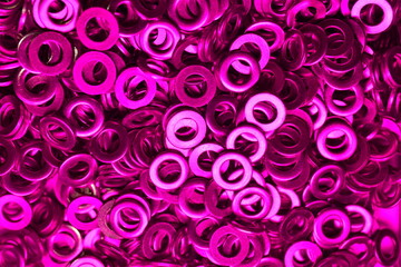 shims Washers background metal hardware colorfull shiny pink