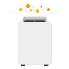 花粉を吸う空気清浄機のイラスト