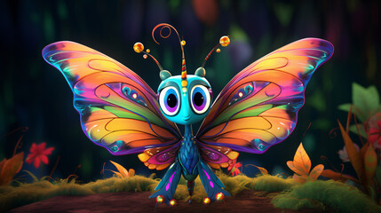 Cute Colorful Cartoon Butterfly