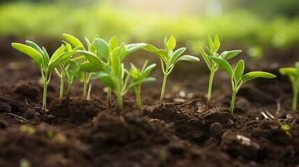Young spring shoots of greenery on the plantation