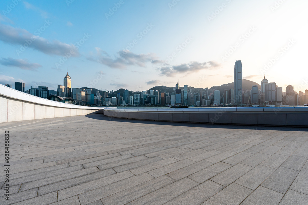 Wall mural hong kong city skyline with empty square