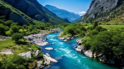 Fototapeta premium river in Montenegro. Its source is within steep pocket valley undre the mountain Vojnik.