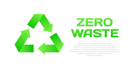 Zero Waste icon. Flat, green, bio recycling icon, Zero Waste sign. Vector icon
