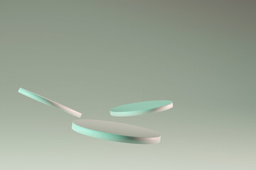 Empty stage with circle podiums colored background. Pedestal for cosmetic, beauty product, packaging mockups presentation 3d render