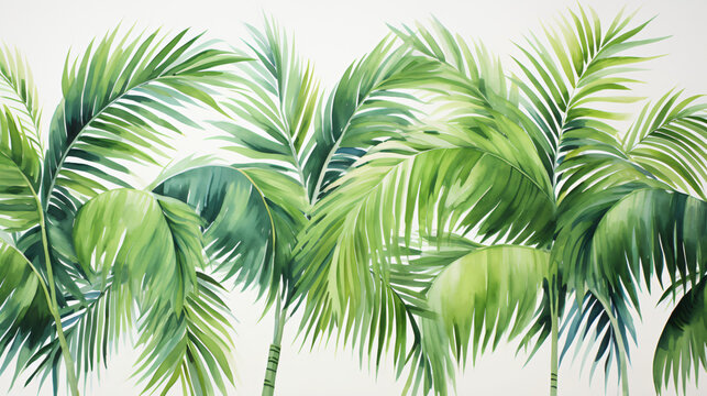 A watercolor painting of palm trees