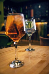 Aperol spritz and gin tonic cocktails