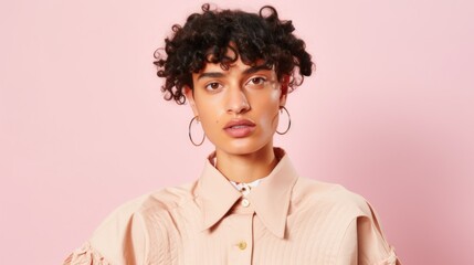 Obraz premium Elegant fashionista in a closeup with diverse hairstyles.
