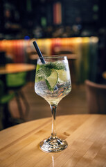 Alcohol drink, gin tonic cocktail