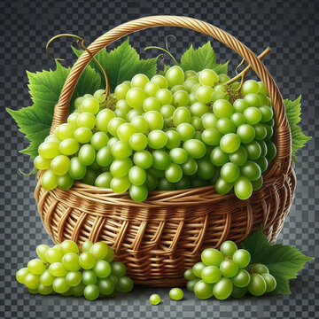 "Harvest Elegance: Luscious Isolated Green Grapes on Vine, Culinary Artistry in Nature's Bounty ai image" 