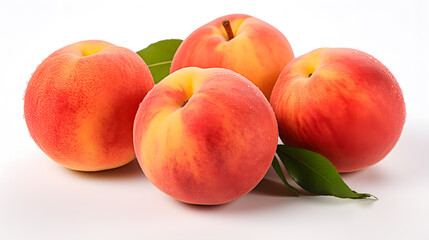 Fototapeta na wymiar Food photography of Peaches, isolated, white background