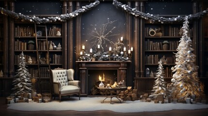 Evoke the spirit of winter with our holiday-themed setup. Customize your winter wonderland with the spacious copy area.