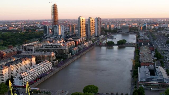 Beautiful aerial footage of Plaza de Mayo, the Casa Rosada Presidents house, The Kirchner Cultural Centre, in Puerto Madero. Buenos Aires, Argentina.