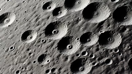 Deurstickers Moon surface with lunar crater On Black Background © bravissimos